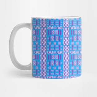 Blue Ripple Stitch. A tranquil repeating pattern in sky blue and purple plum. Mug